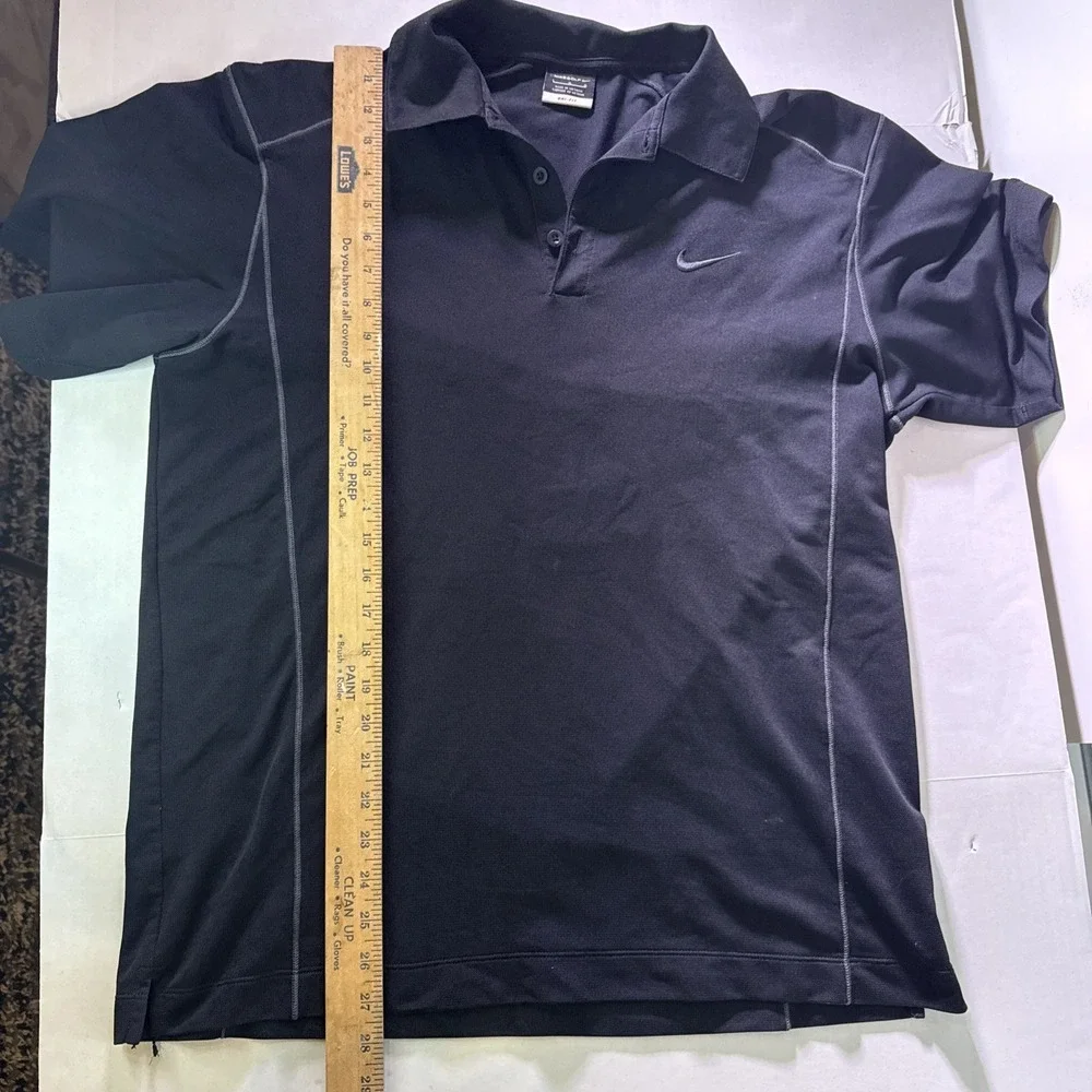 Nike Golf Polo Shirt Mens Large Black Dri-FIT Performance Athletic Casual Logo - Picture 2 of 7